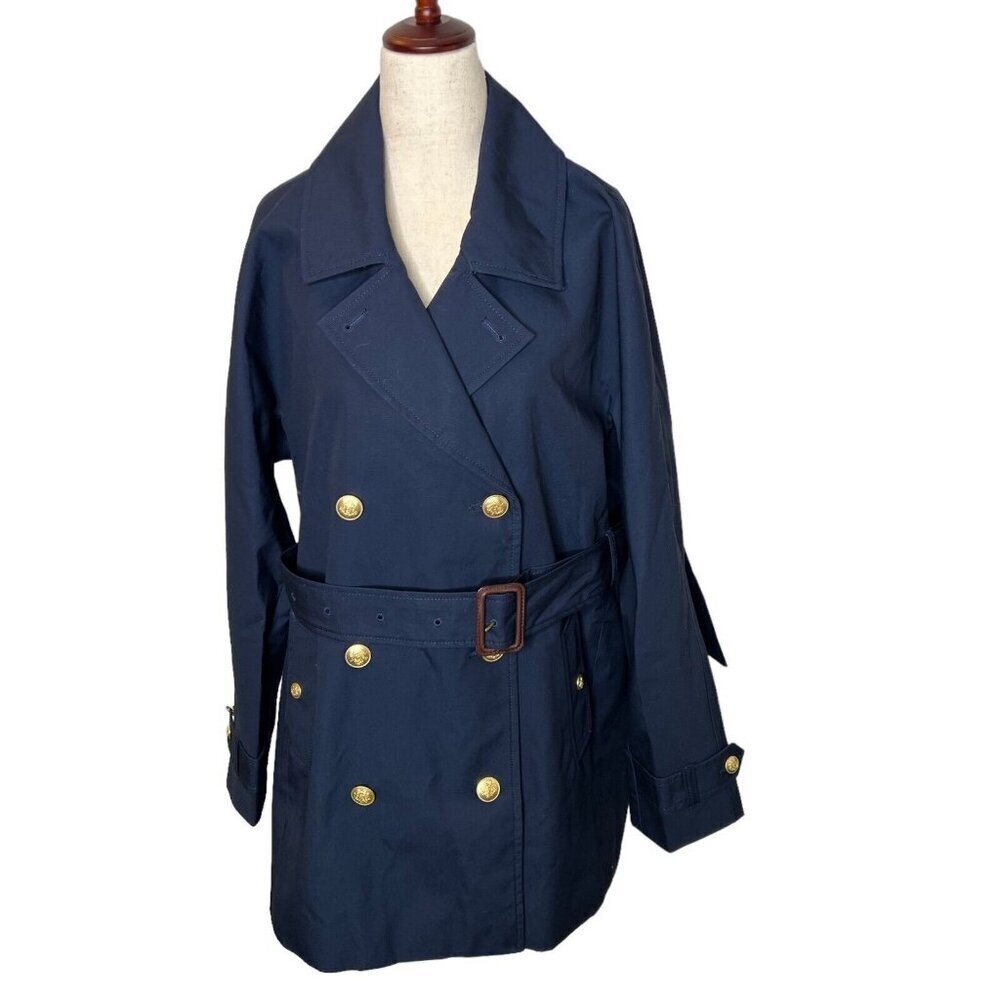 J.Crew $298 Short Trench Coat Navy Bllue Size XXS BJ979 - Picture 3 of 8